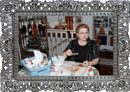 Mom frosting gingerbread cookies!