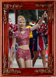 A baton-twirling girl! A baton-twirling girl!