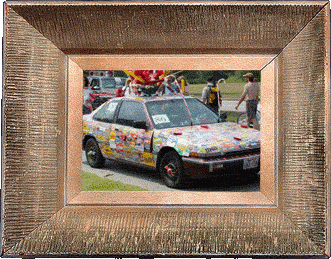 A candy wrapper art car! A candy wrapper art car!