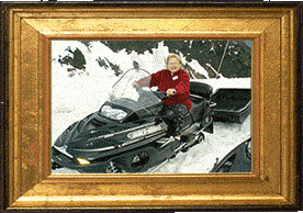 Mom on a snowmobile!