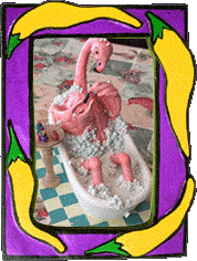 A bathing flamingo!