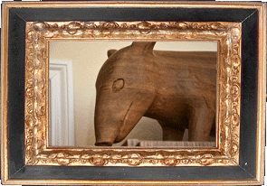 A wooden pig! A wooden pig!