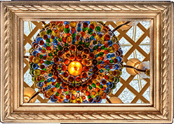 A colorful chandelier! A colorful chandelier!