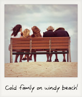 Cold family on windy beach!