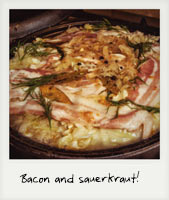 Bacon and sauerkraut! Bacon and sauerkraut!