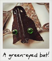 Green-eyed bat sculpture!