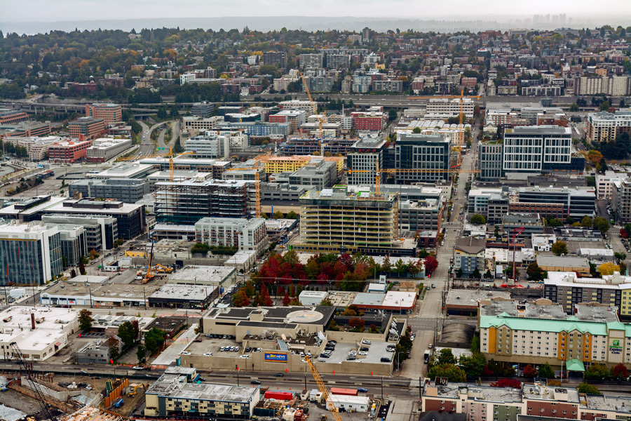 Seattle cranes buildings photo