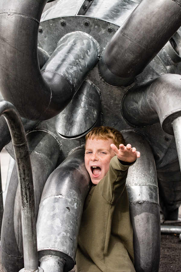 Kid and squid sculpture photo