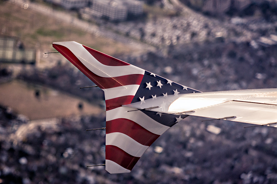 Virgin America flag over Austin photo