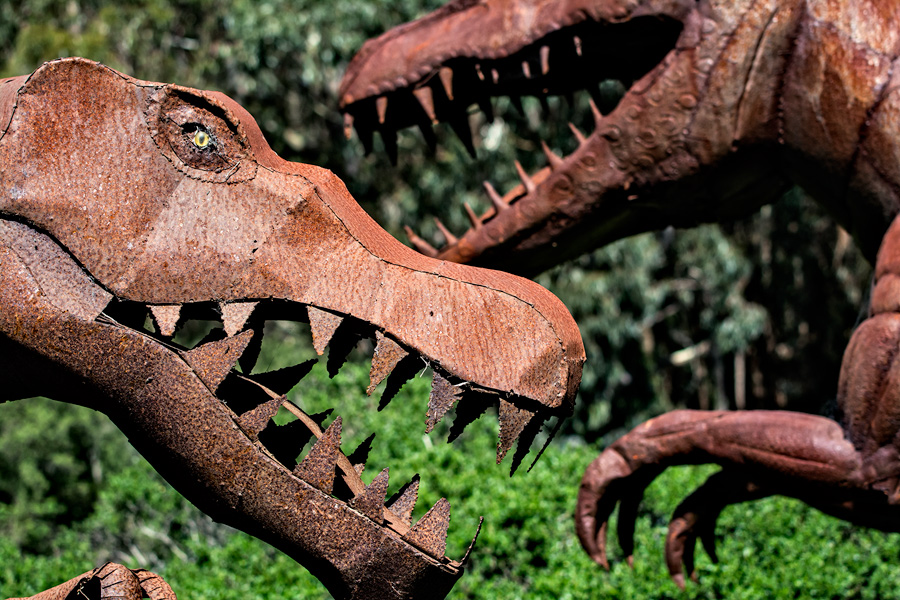 Dinosaur sculptures rusty metal Half Moon Bay photo