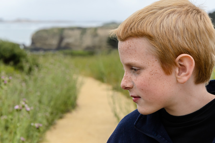 Child with beach path photo