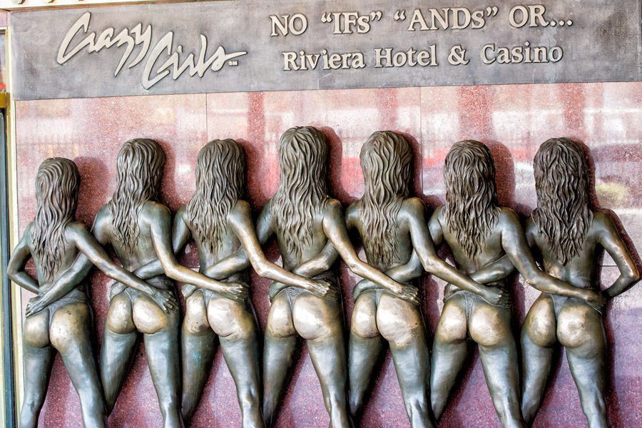 Polished bronze showgirl butts Las Vegas photo