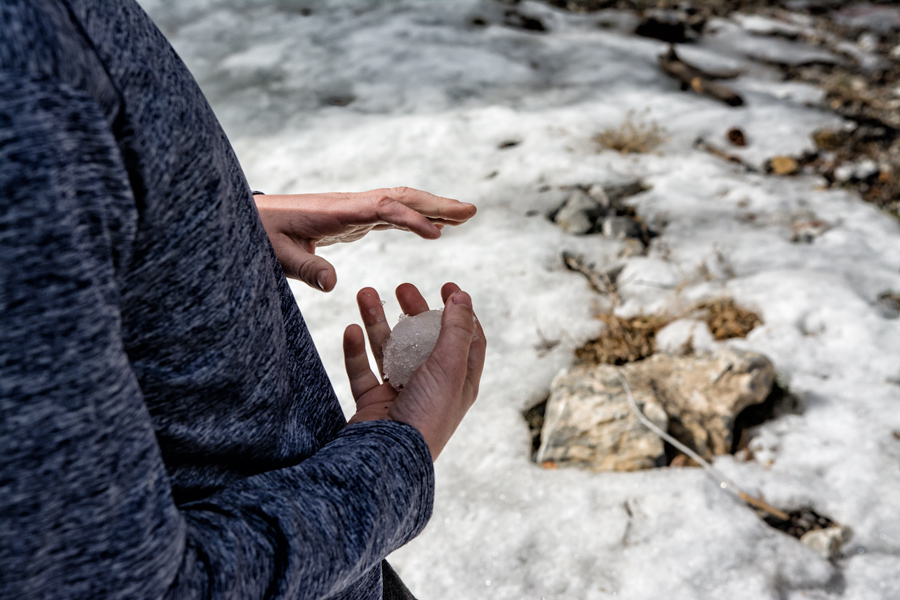 Making snowballs on Mount Charleston near Las Vegas photo