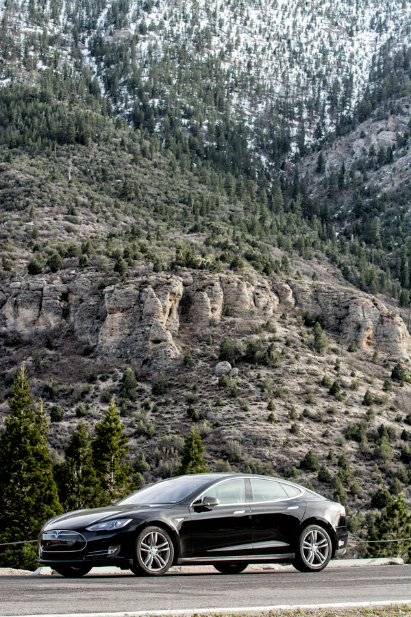 Tesla Model S car on Mount Charleston photo