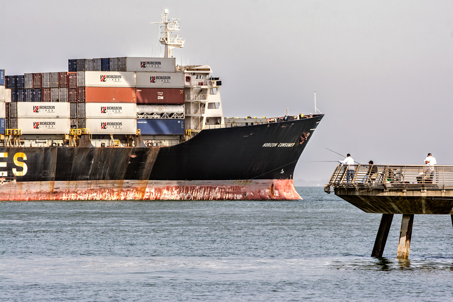 Horizon Consumer ship and fishermen San Francisco photo