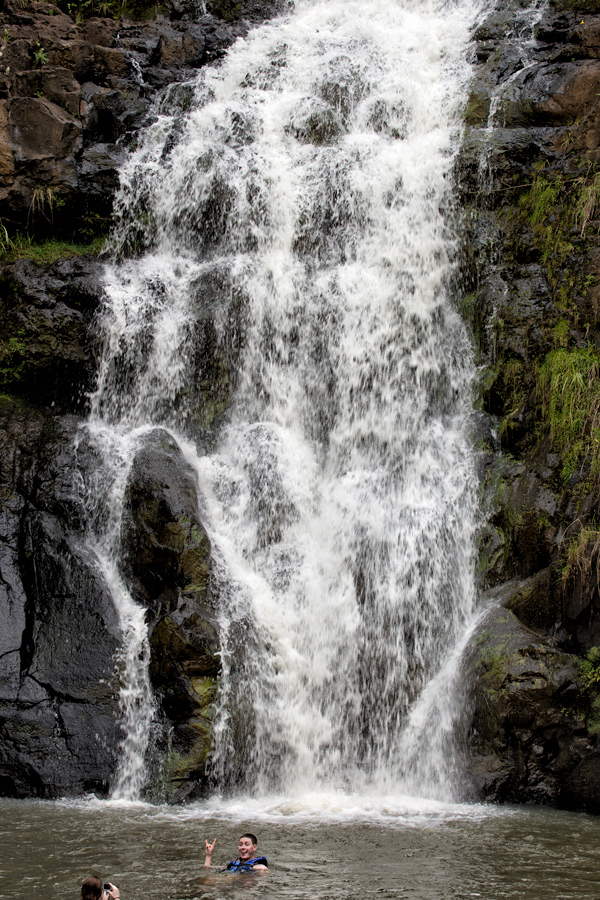Photographing at a Hawaiian waterfall photo