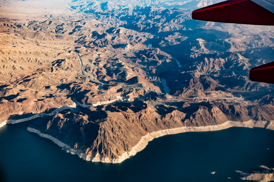 Hoover Dam from airplane photo