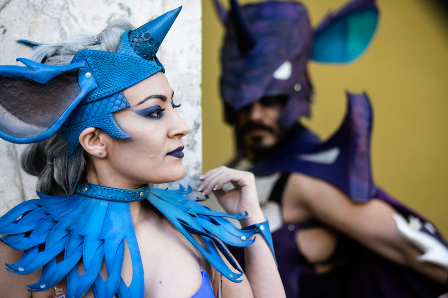 Purple and blue pokemon cosplay photo