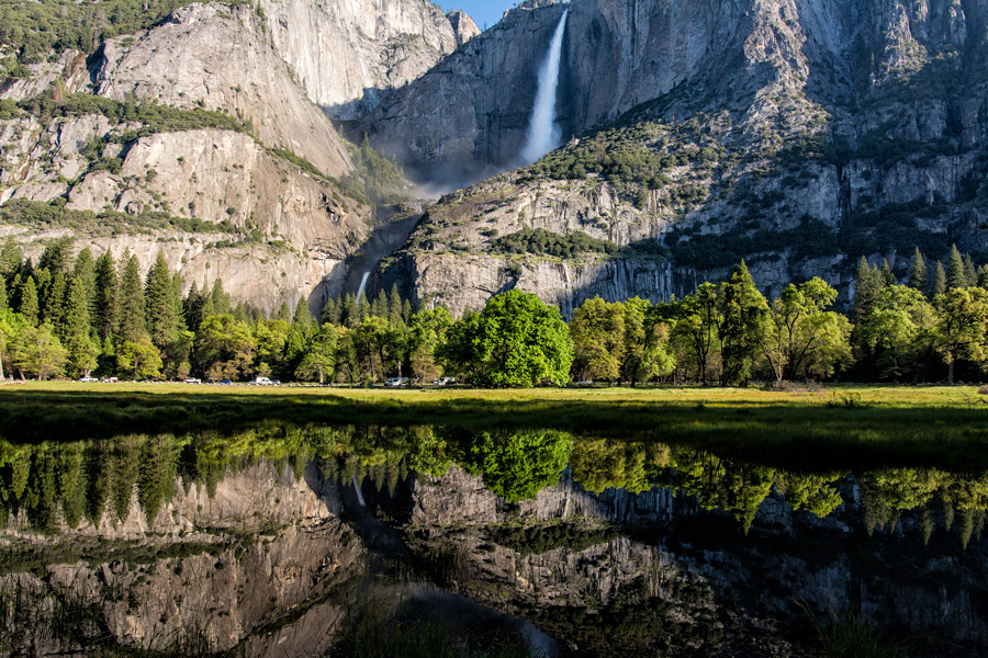 Yosemite Falls mirrored photo
