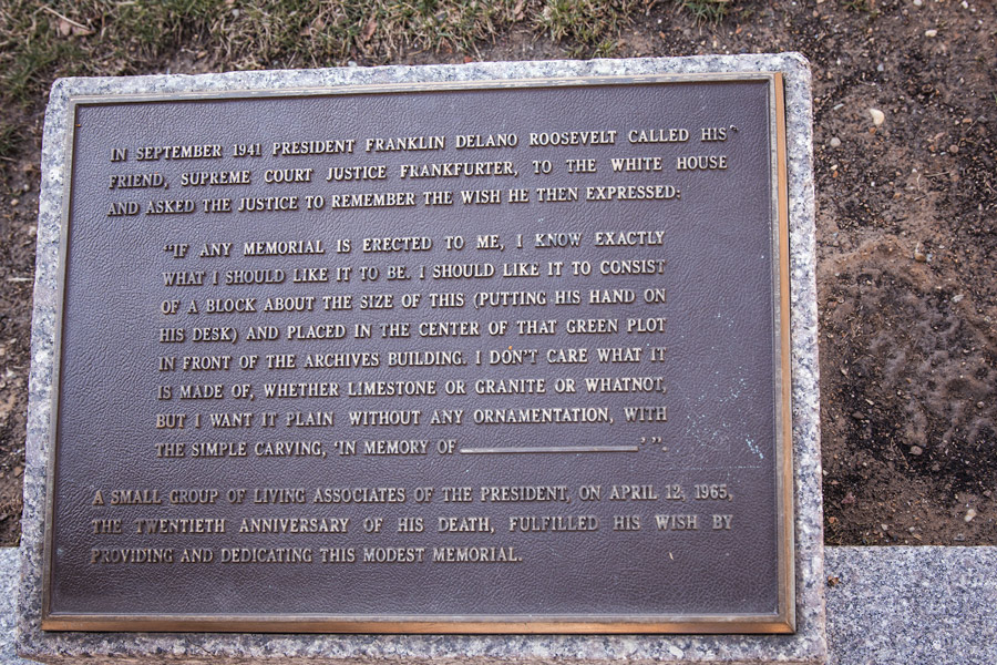 washington DC fdr memorial plaque photo