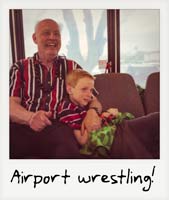 Airport wrestling!