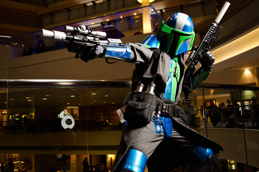 This is a picture of a great Bounty Hunter from "Star Wars" in an...