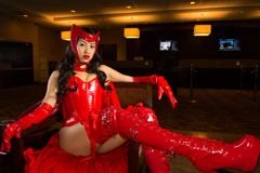 Scarlet Witch lounging cosplay photo