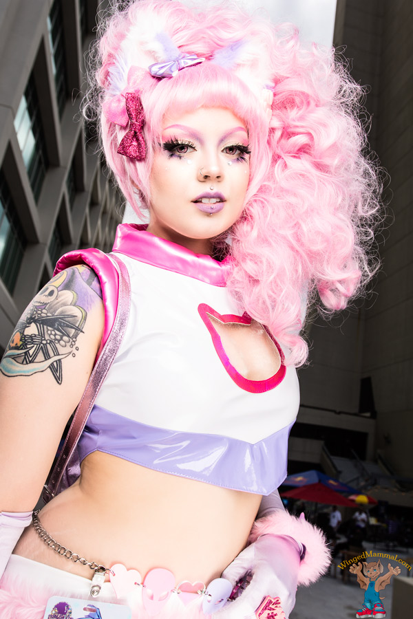 A picture of Pink kitty barbie cosplay at Dragon Con 2017 taken by Batty!