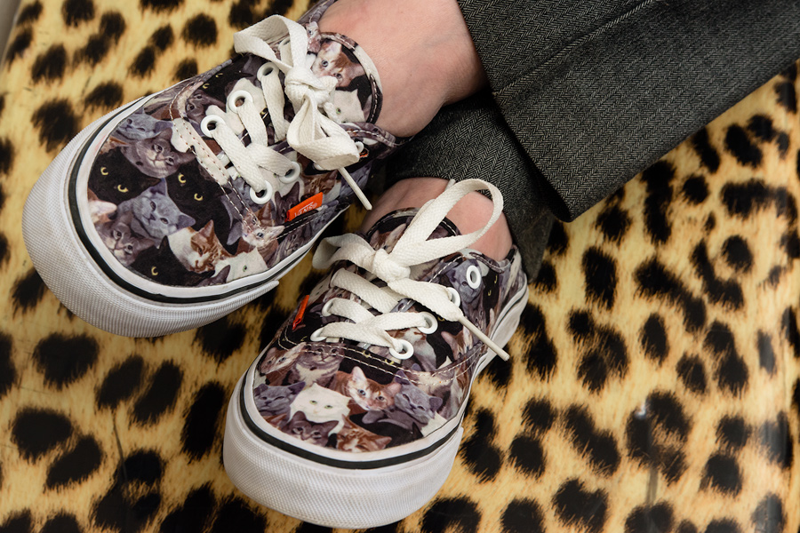 A picture of cat design low tops at PAX South 2015!